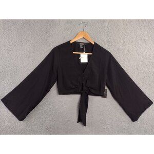 Forever 21 Contemporary NEW Summer Puff Long Sleeve Blouses Tops Deep V-Neck XS